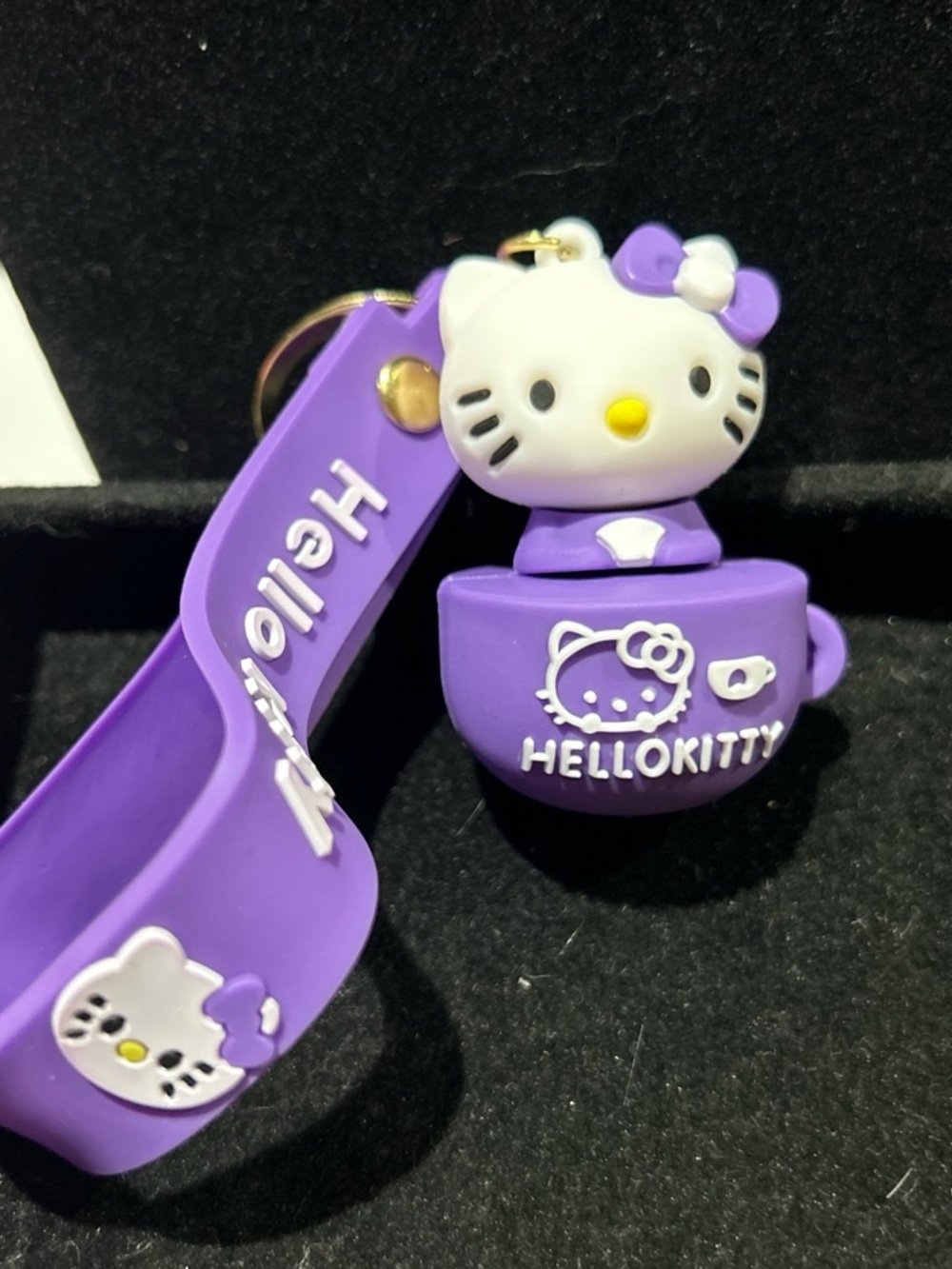 Hello Kitty Purple Silicone Keychain Charm